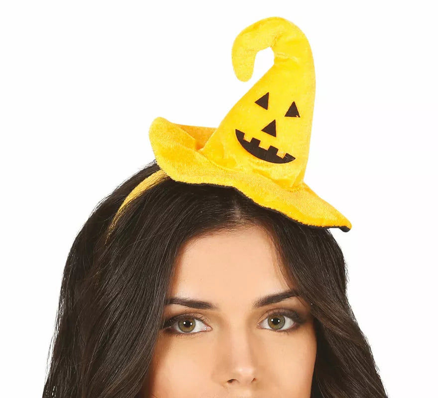 Translation missing: fr.Diadema Mini Sombrero de Bruja con Calabaza Sonriente