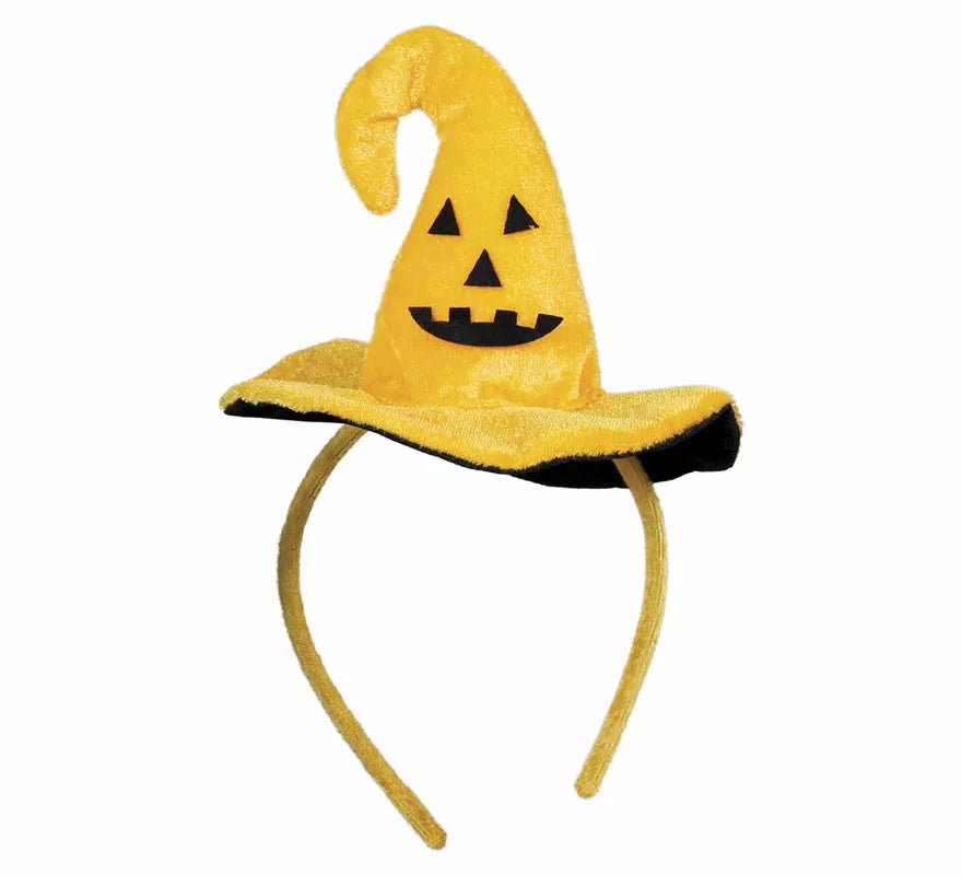Translation missing: fr.Diadema Mini Sombrero de Bruja con Calabaza Sonriente