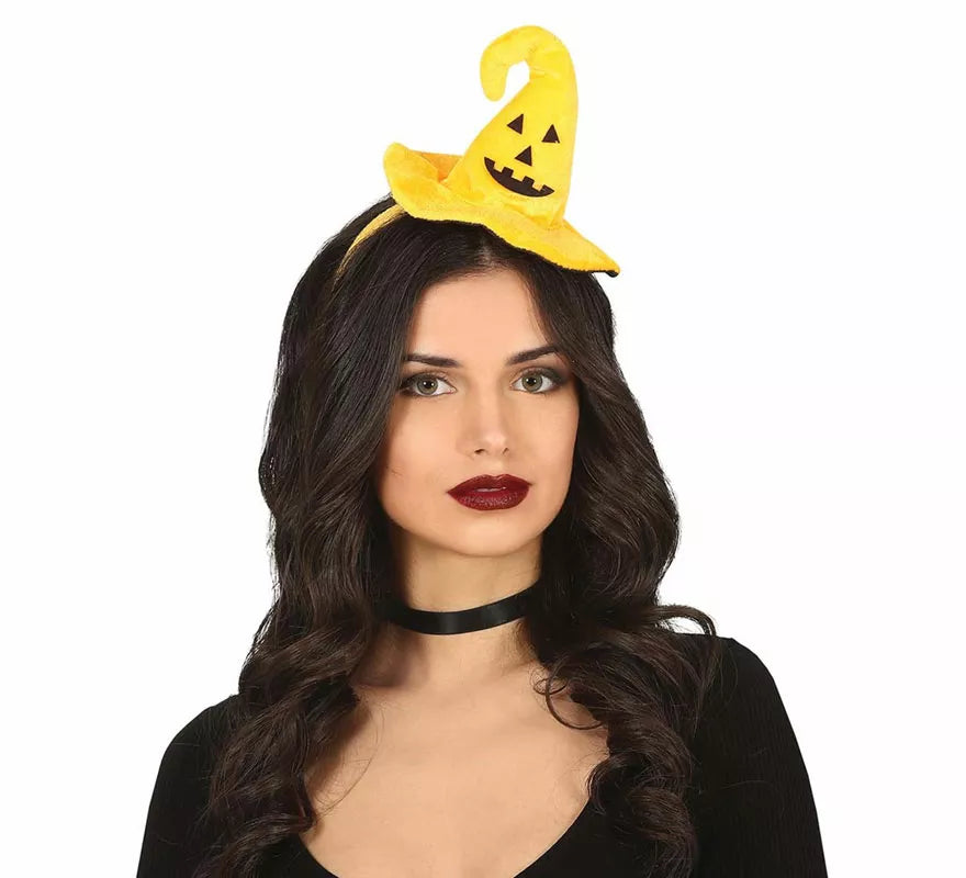 Translation missing: fr.Diadema Mini Sombrero de Bruja con Calabaza Sonriente