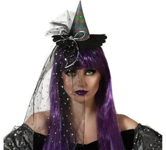 Mini bandeau de chapeau de sorcière métallisé multicolore
