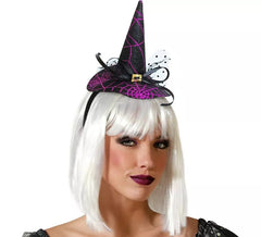 Mini bandeau chapeau de sorcière violet