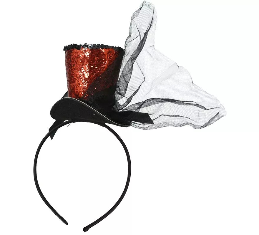 Translation missing: fr.Diadema Minisombrero Chistera roja