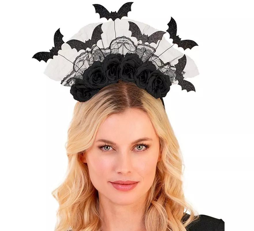 Diadema Murciélagos y Rosas negras