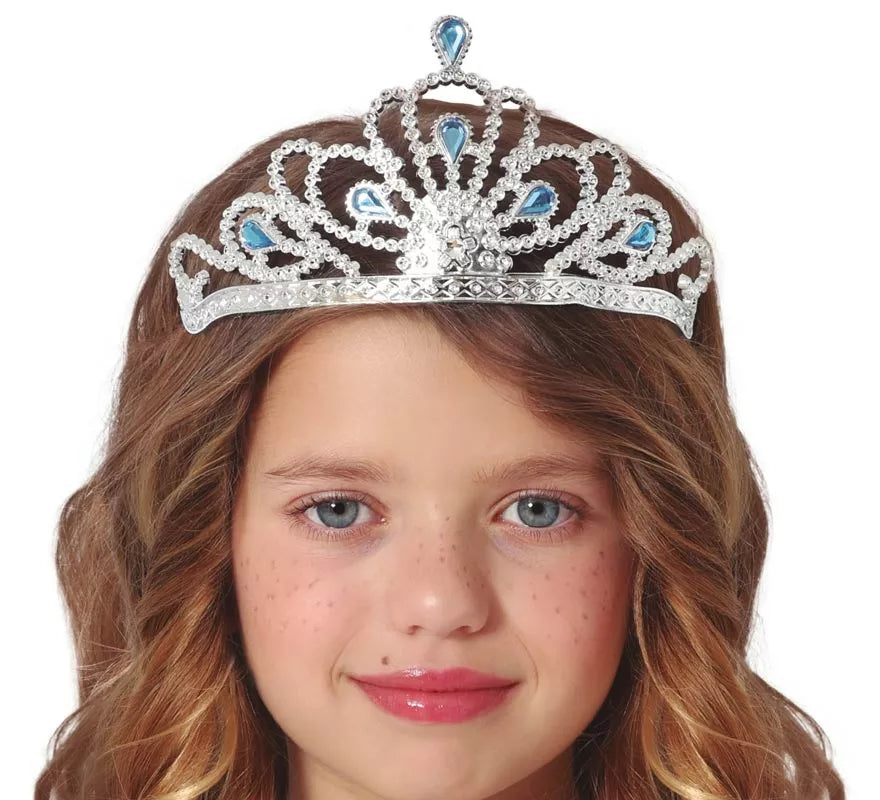 Translation missing: fr.Diadema plateada con Piedras azules infantil
