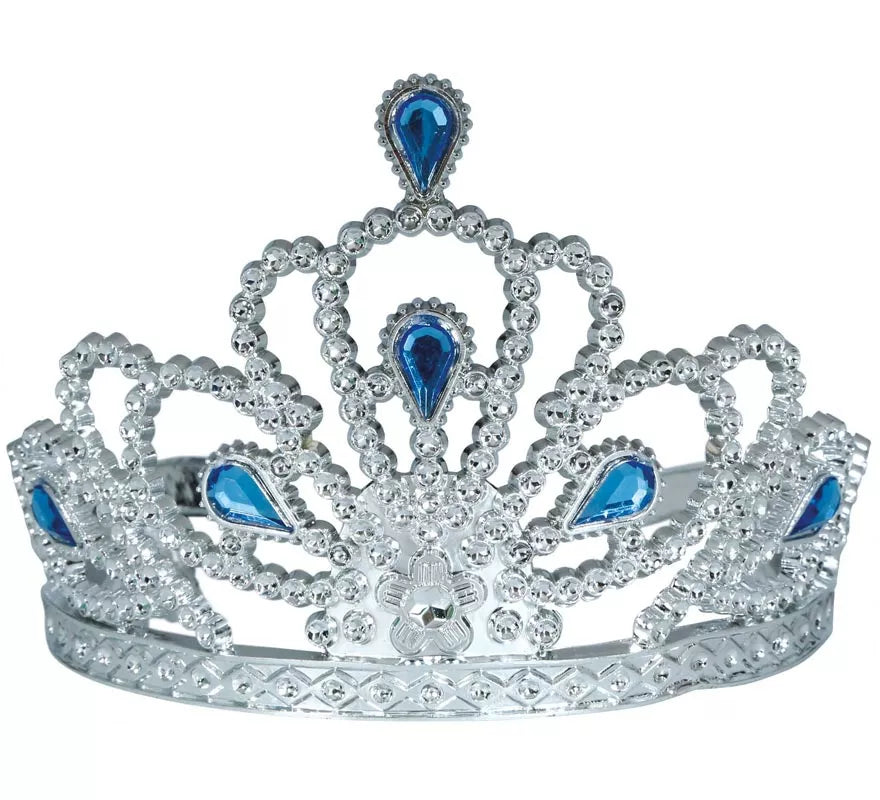 Translation missing: fr.Diadema plateada con Piedras azules infantil