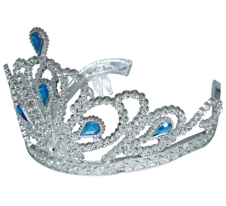 Translation missing: fr.Diadema plateada con Piedras azules infantil