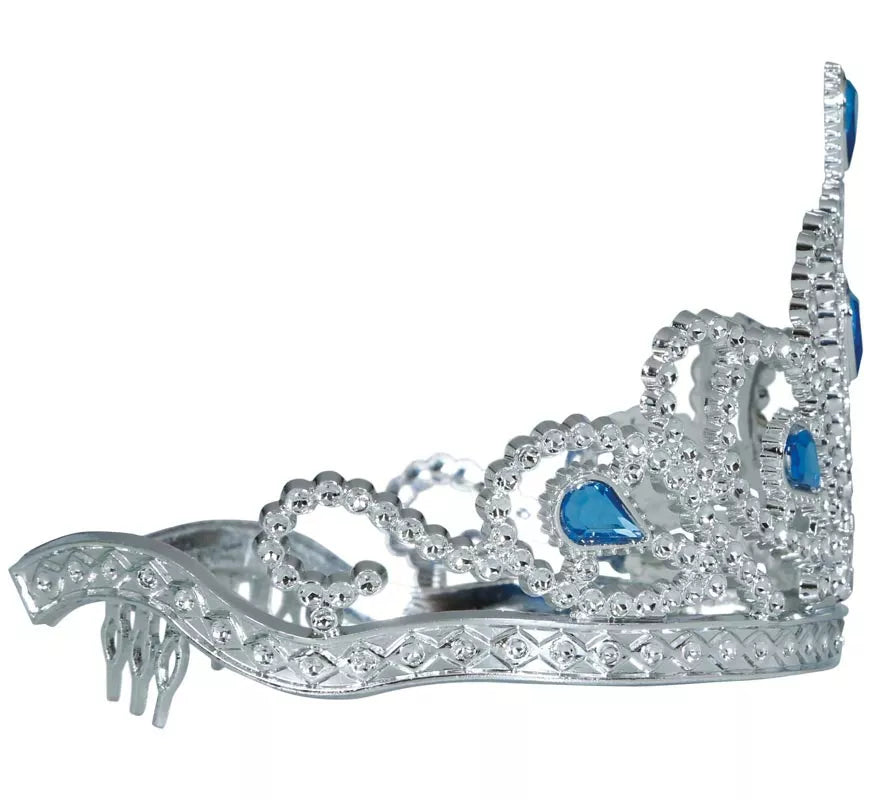 Translation missing: fr.Diadema plateada con Piedras azules infantil