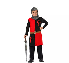 Déguisement Chevalier Médiéval rouge et noir enfants plusieurs tailles