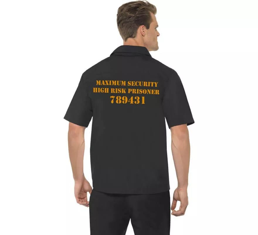 Translation missing: fr.Disfraz Camisa Negra de Presidiario para Hombre