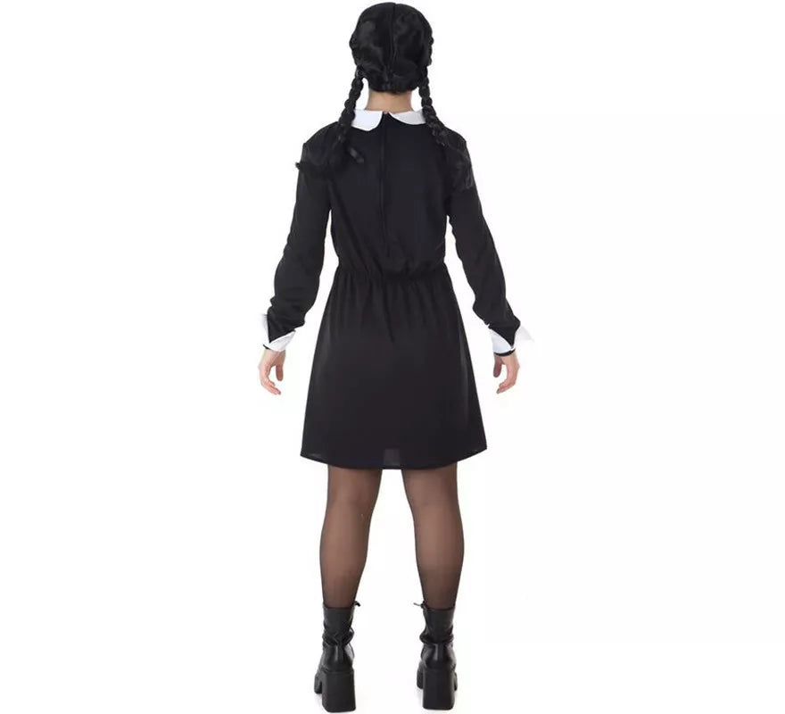 Translation missing: fr.Disfraz con peluca de Niña Siniestra Clásico negro para mujer