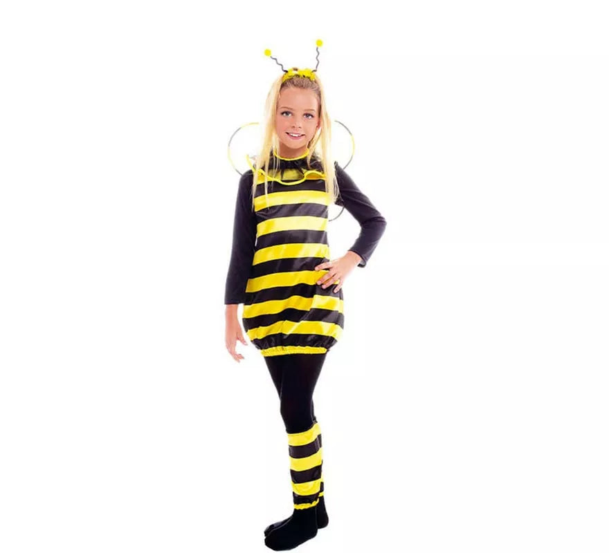 Translation missing: fr.Disfraz de Abeja negro y amarillo con alas para niña
