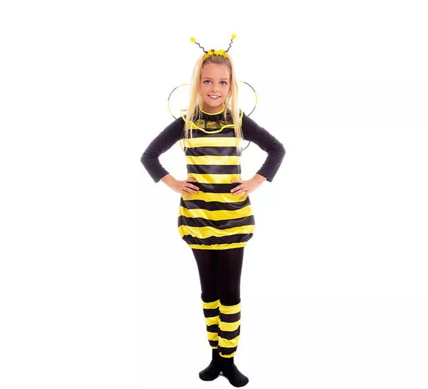 Translation missing: fr.Disfraz de Abeja negro y amarillo con alas para niña
