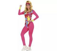 Costume d'aérobic psychédélique des années 80 pour femme