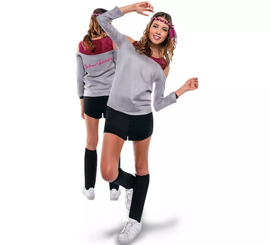 Translation missing: fr.Disfraz de Aerobic ochentero gris para mujer