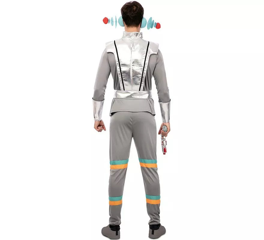 Translation missing: fr.Disfraz de Agente Espacial gris con muñequeras para hombre