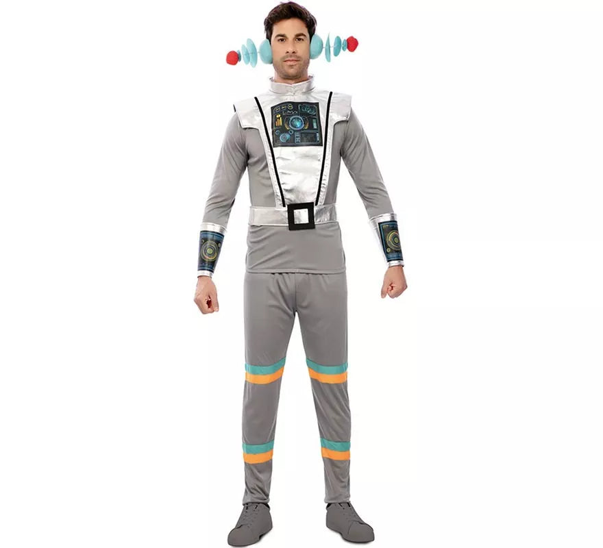 Translation missing: fr.Disfraz de Agente Espacial gris con muñequeras para hombre