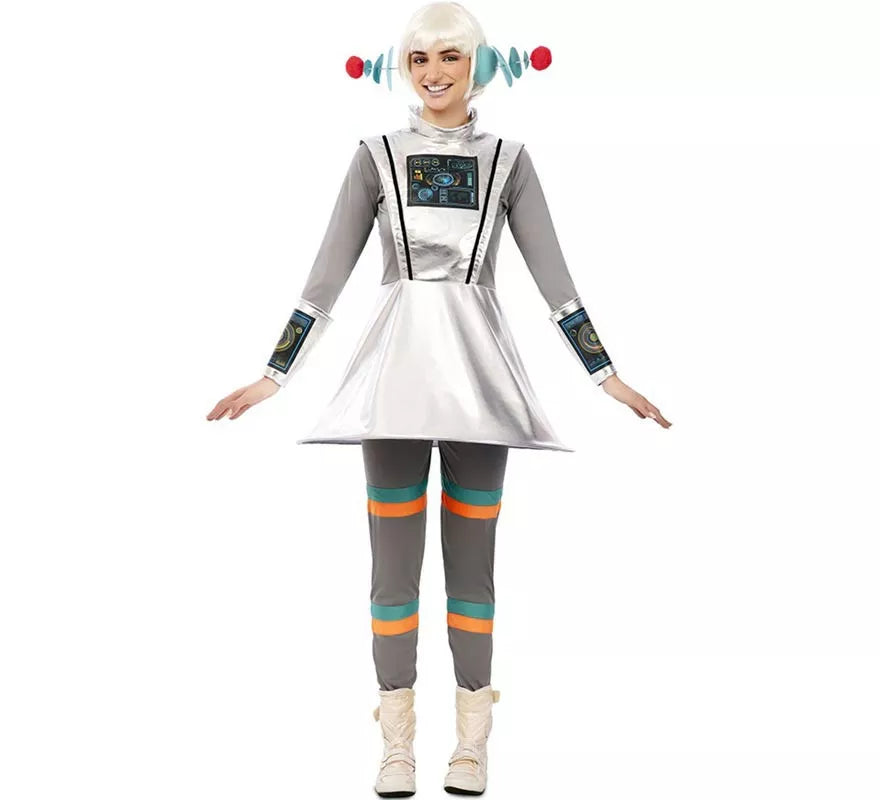 Translation missing: fr.Disfraz de Agente Espacial gris con muñequeras para mujer