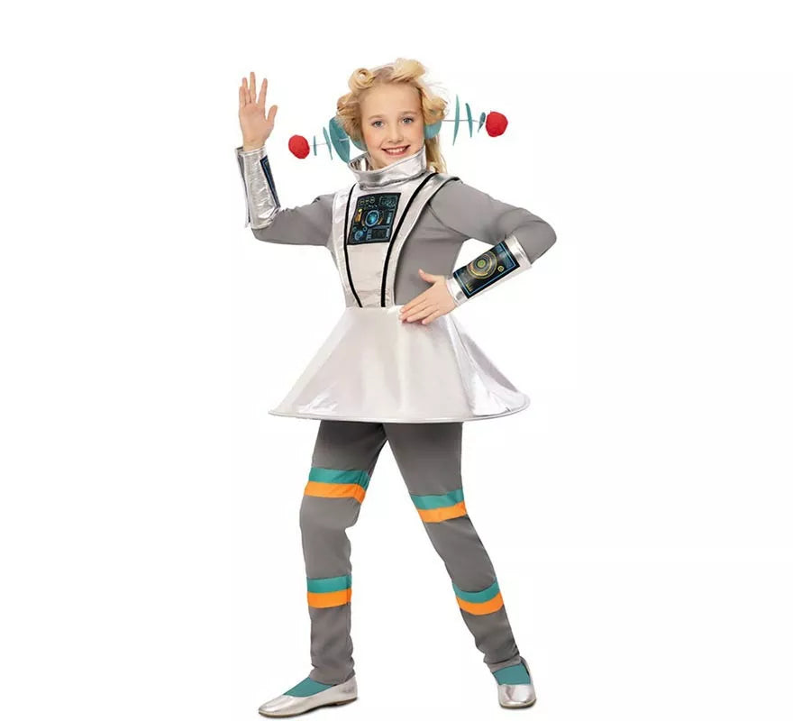 Translation missing: fr.Disfraz de Agente Espacial gris con muñequeras para niña