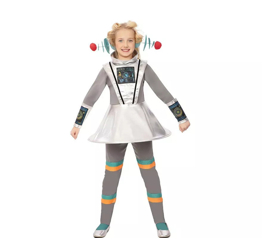 Translation missing: fr.Disfraz de Agente Espacial gris con muñequeras para niña