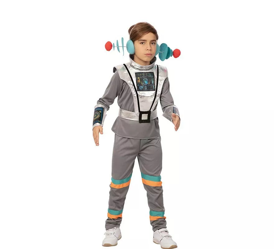 Translation missing: fr.Disfraz de Agente Espacial gris con muñequeras para niño