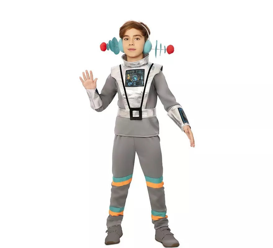 Translation missing: fr.Disfraz de Agente Espacial gris con muñequeras para niño