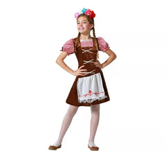 Déguisement allemand à rayures marron fille