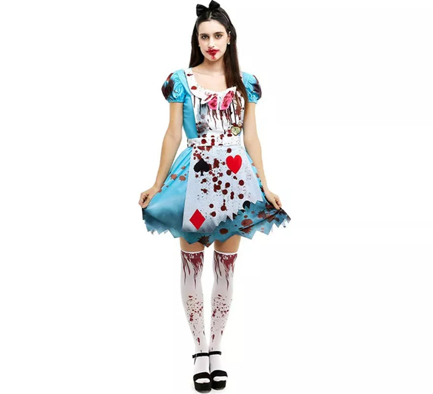 Translation missing: fr.Disfraz de Alicia Zombie vestido azul clásico para mujer