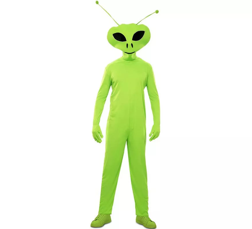 Translation missing: fr.Disfraz de Alien clásico verde con máscara para hombre
