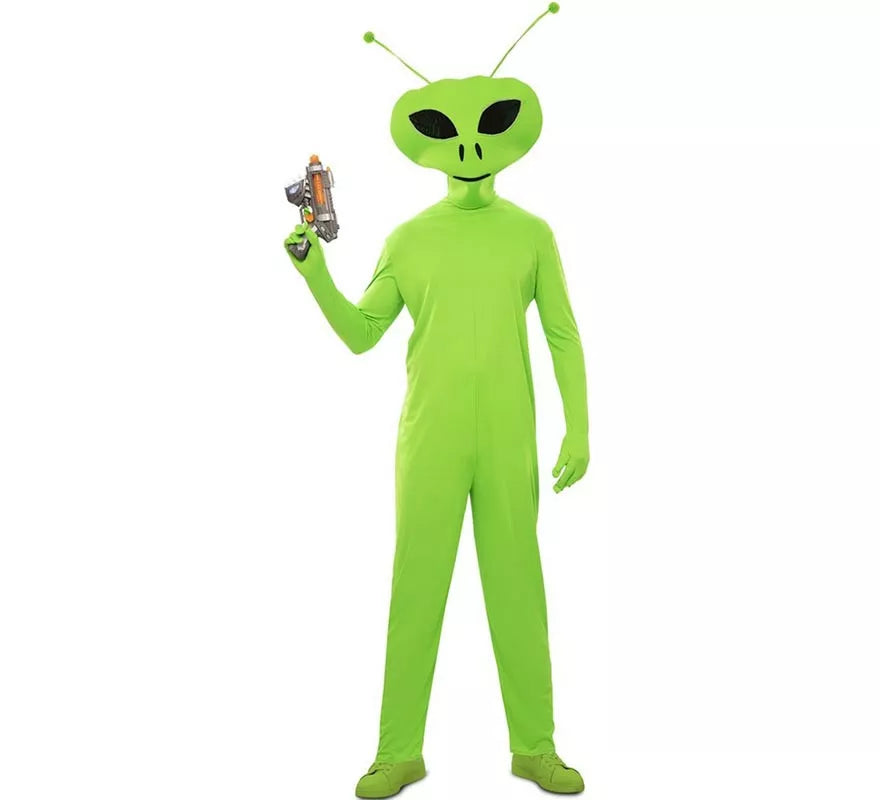 Translation missing: fr.Disfraz de Alien clásico verde con máscara para hombre