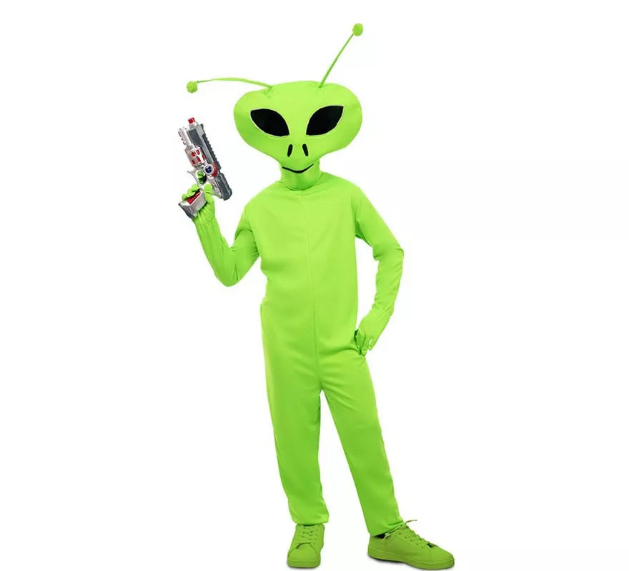 Translation missing: fr.Disfraz de Alien clásico verde con máscara para niño
