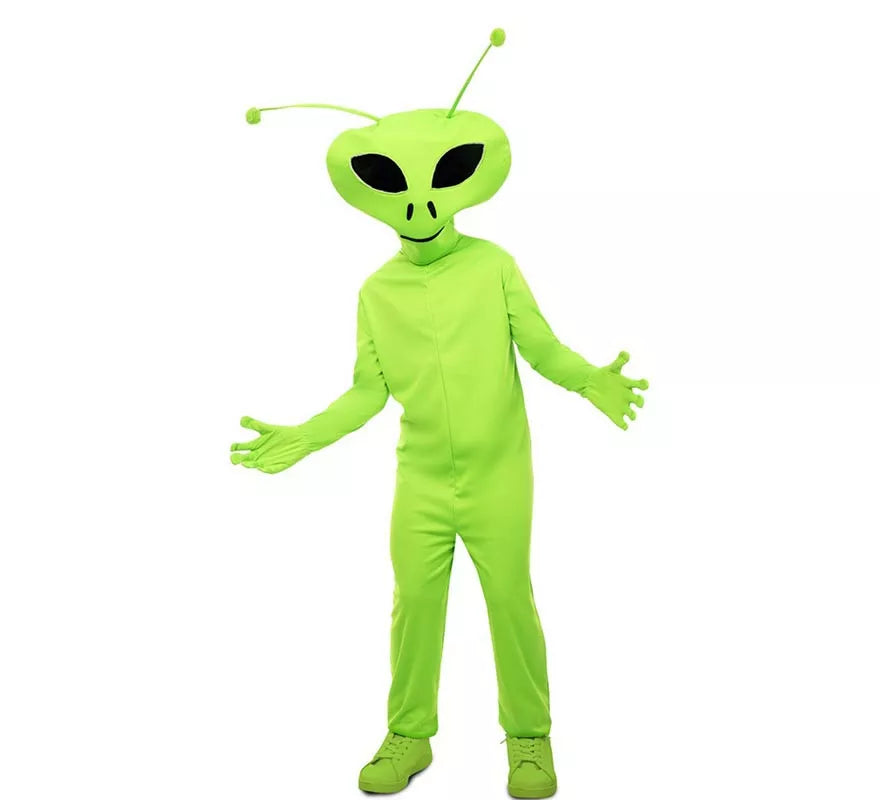 Translation missing: fr.Disfraz de Alien clásico verde con máscara para niño