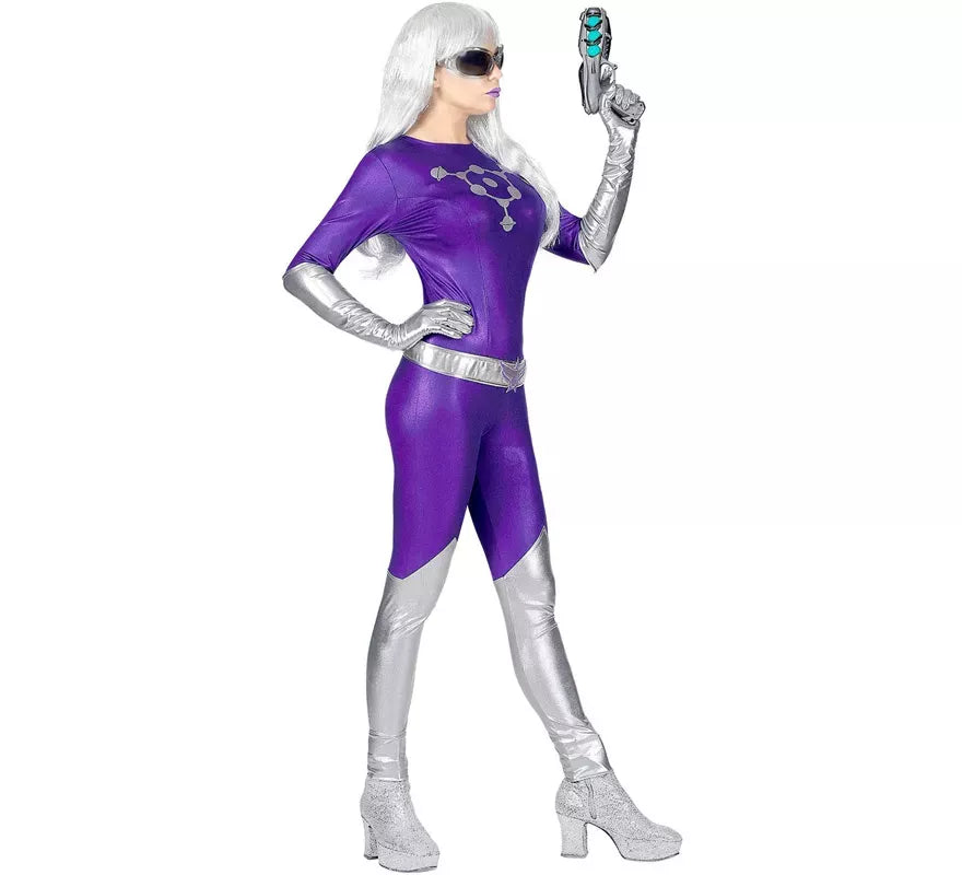 Disfraz de Alien Púrpura y Plateado para mujer