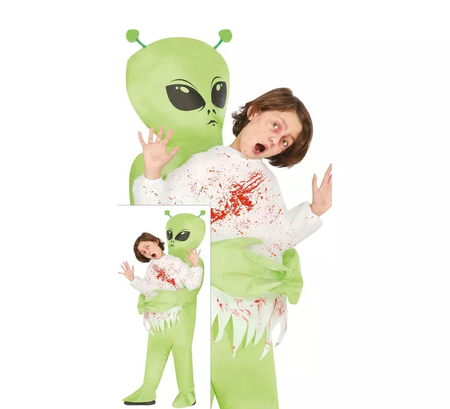 Disfraz de Alien verde hinchable o inflable para niño
