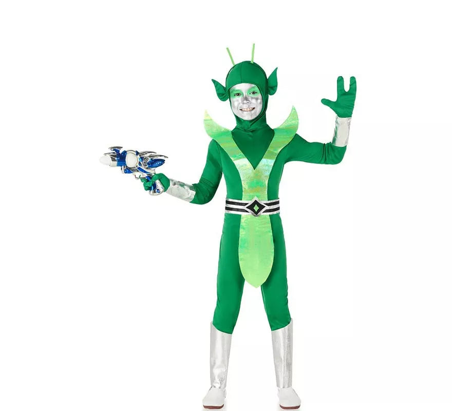 Translation missing: fr.Disfraz de Alien verde y plateado para niños