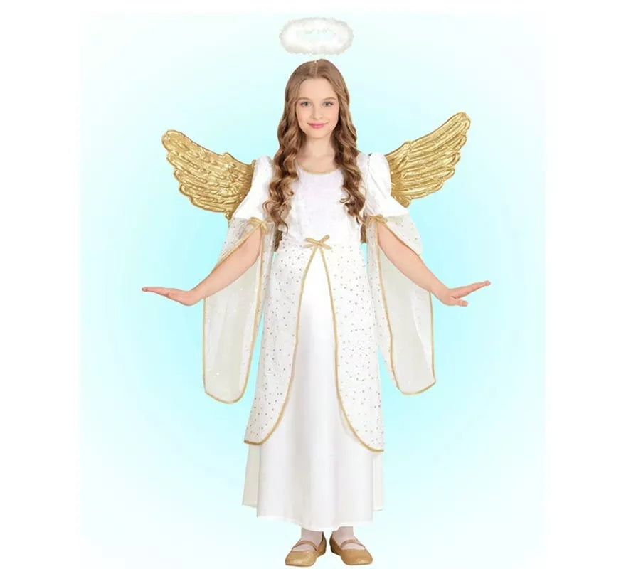 Translation missing: fr.Disfraz de Ángel blanco y dorado para niña