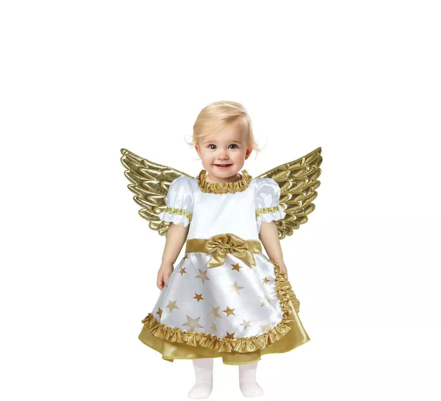 Translation missing: fr.Disfraz de Ángel dorado en vestido blanco para bebé