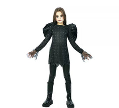 Déguisement d'ange noir en robe trouée pour fille