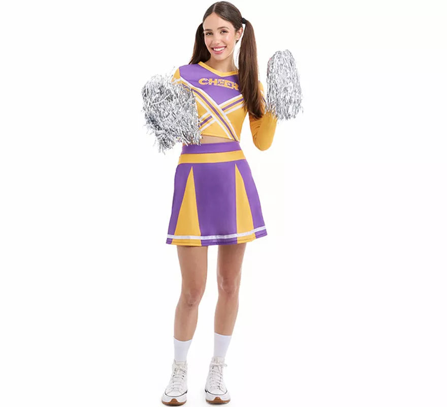 Translation missing: fr.Disfraz de Animadora Cheerleader morado para mujer