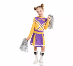 Déguisement de pom-pom girl violette fille