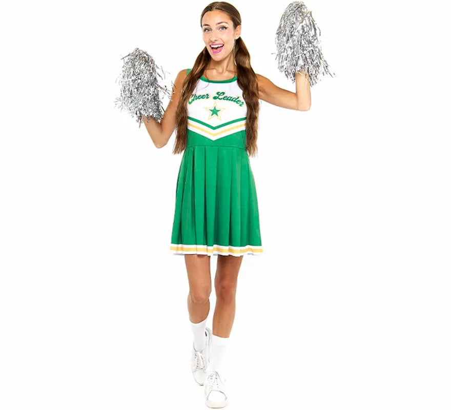 Translation missing: fr.Disfraz de Animadora Cheerleader verde para mujer