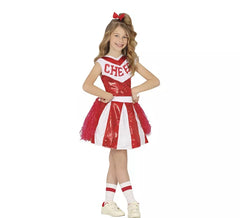 Déguisement de pom-pom girl rouge à sequins fille