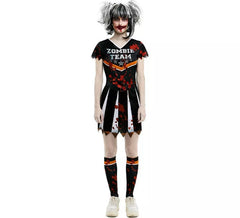 Déguisement de pom-pom girl de l'équipe zombie noire pour femme