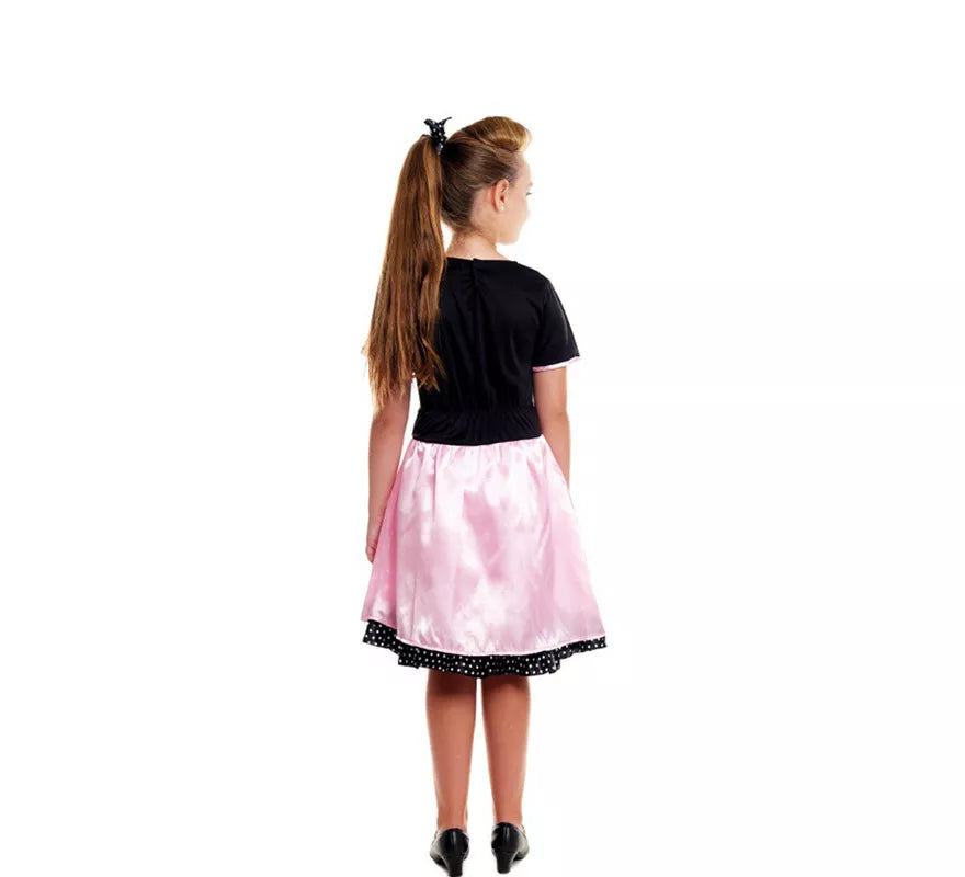 Translation missing: fr.Disfraz de Años 50 Baby Rosa y Negro para niña