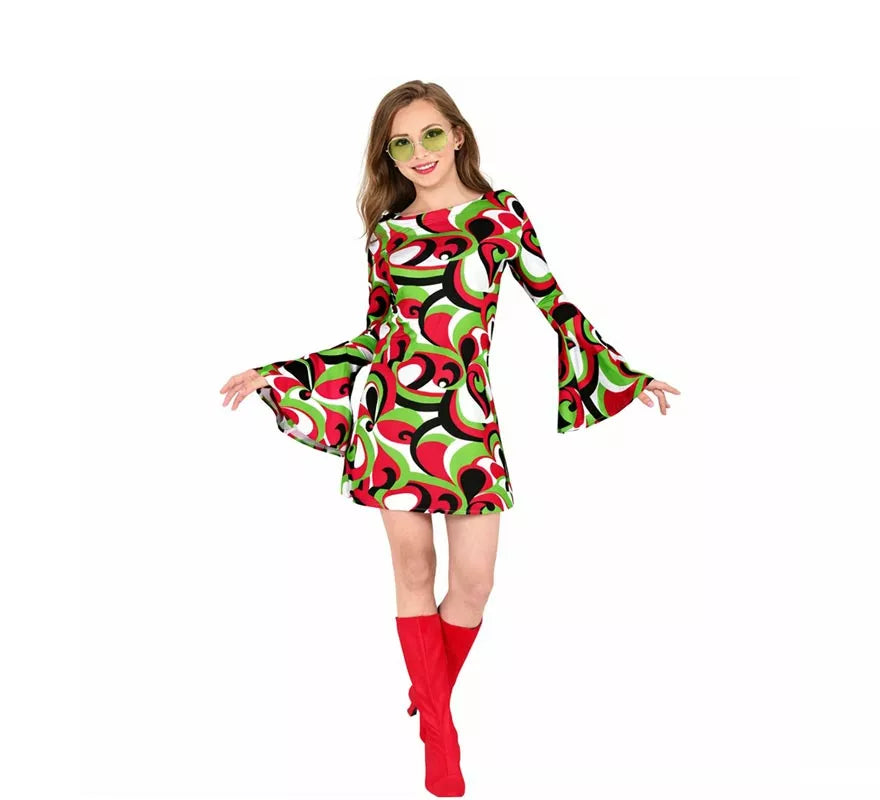 Translation missing: fr.Disfraz de Años 70 Groovy Style Vestido Corto para mujer