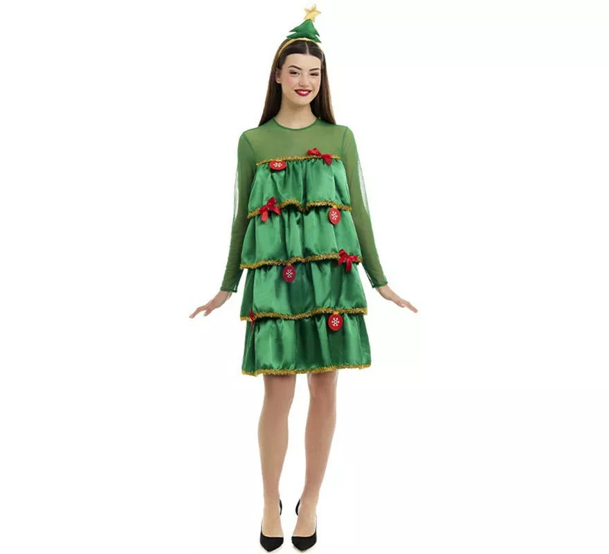 Translation missing: fr.Disfraz de Árbol de Navidad con volantes y diadema para mujer