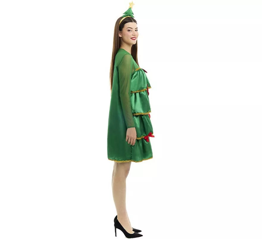 Translation missing: fr.Disfraz de Árbol de Navidad con volantes y diadema para mujer