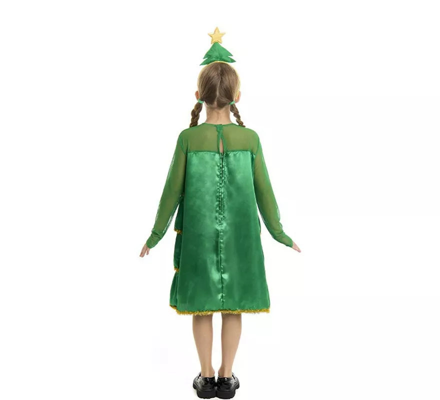 Translation missing: fr.Disfraz de Árbol de Navidad con volantes y diadema para niña