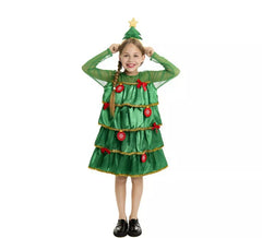 Déguisement sapin de Noël fille avec volants et bandeau