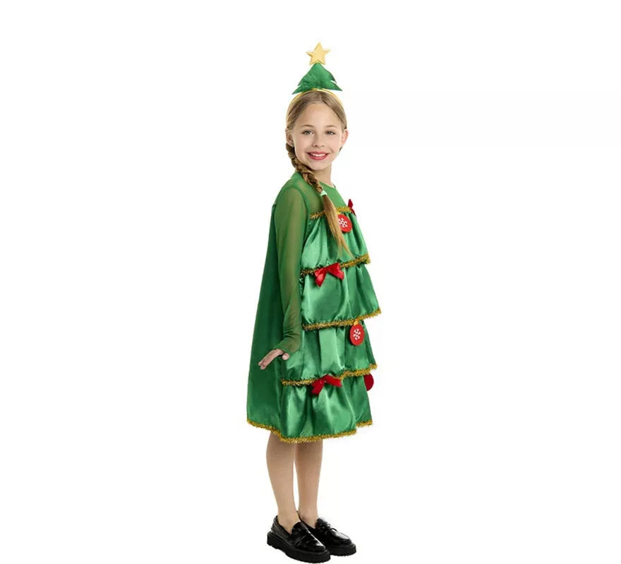 Translation missing: fr.Disfraz de Árbol de Navidad con volantes y diadema para niña