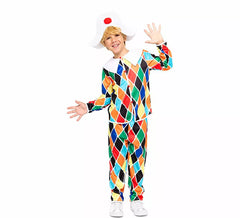 Costume d'arlequin multicolore pour garçons